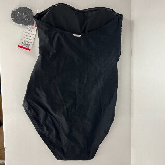 NWT DKNY Black One Piece Strap/Strapless Bandeau Maillot Swimsuit Sz XS - Picture 6 of 9